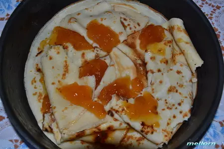 Блинный пирог с джемом и творожно-сметанным суфле: шаг 3