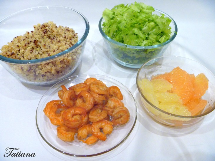 Салат с киноа, креветками и цитрусами: шаг 5