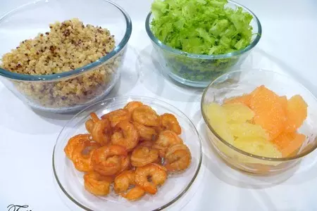 Салат с киноа, креветками и цитрусами: шаг 5