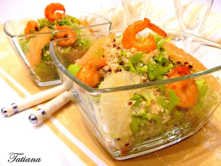 Салат с киноа, креветками и цитрусами: шаг 6