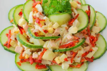 Мужской салат "цветок для защитника": шаг 8