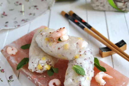 Спринг роллы с басмати «quinoa mix», креветками и ананасом: шаг 7
