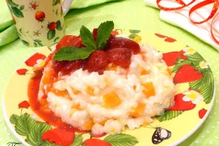 Сладкая каша с тыквой и клубникой фламбе: шаг 6