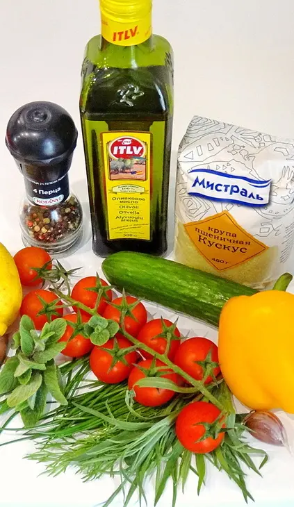 Кускус с жареными овощами и огуречно-мятным соусом: шаг 1