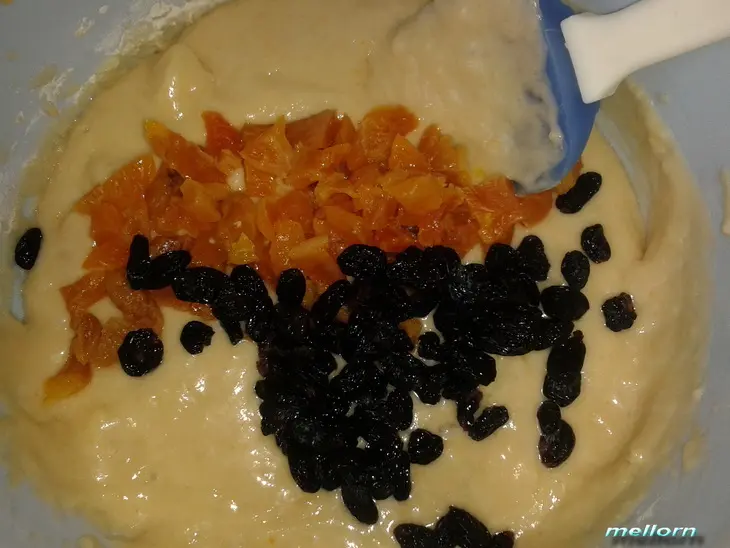 Грейпфрутовые кексы с апельсином, курагой и изюмом (постные): шаг 3