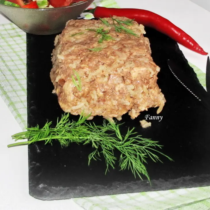 "кирпич" из куриного и свиного мяса: шаг 5