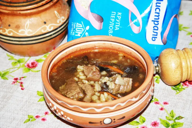 Грибной суп с говядиной и перловкой: шаг 12
