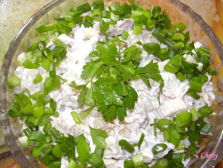 Салат из домашней птицы с ананасом и спаржей: шаг 6
