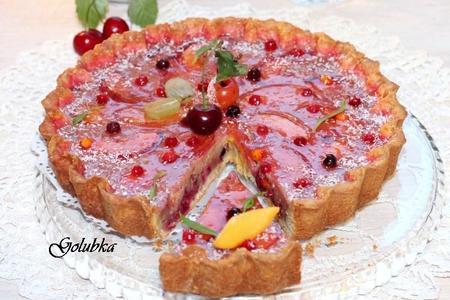 Сметанный пирог с персиком и ягодами: шаг 13