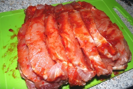 Мясная "тельняшка" или свинина, фаршированная курицей: шаг 2