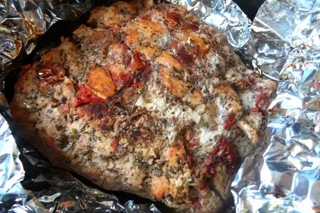 Мясная "тельняшка" или свинина, фаршированная курицей: шаг 14