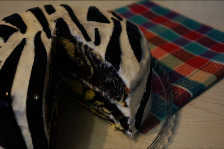 Торт "зебра" с творожно-масляным кремом: шаг 5