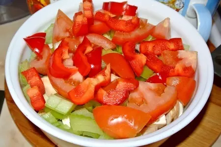 Тёплый овощной салат с шампиньонами.: шаг 4