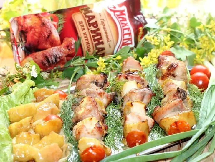 Шашлык из курочки с печеными яблоками: шаг 8