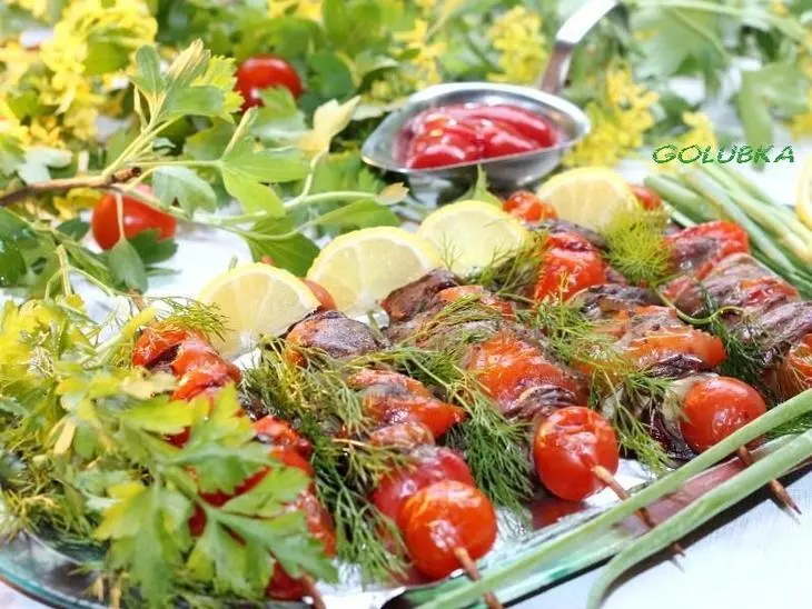 Шашлык из куриной печени с болгарским перцем: шаг 6