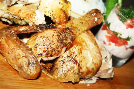 Фирменная курочка-гриль с розовым соусом-коктейлем и фунчозой: шаг 7