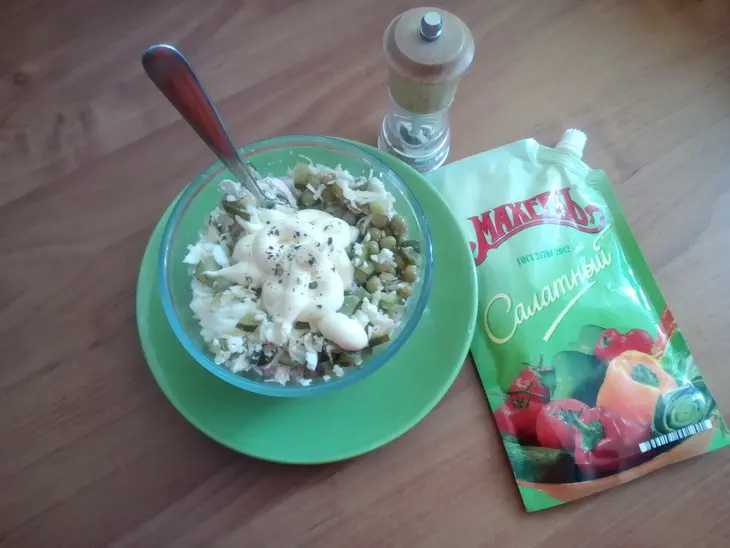 Лучший рецепт салата на каждый день с куриной грудкой и с майонезом салатный "махеевъ": шаг 3