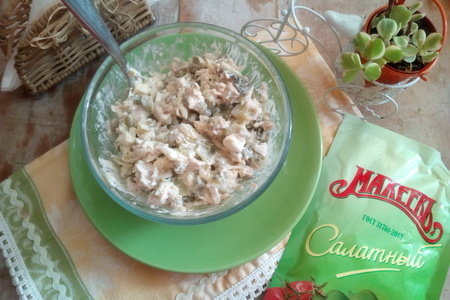 Лучший рецепт салата на каждый день с куриной грудкой и с майонезом салатный "махеевъ": шаг 4