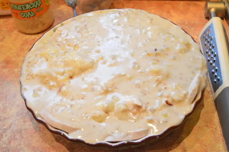 Запеченная под соусом бешамель, цветная капуста с куриным филе: шаг 10