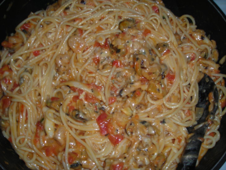 Паста "фрутти ди маре"  (спагетти с морепродуктами): шаг 8