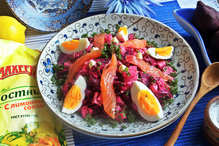 Лучший свекольно-рыбный салат с майонезом "махеевъ": шаг 9