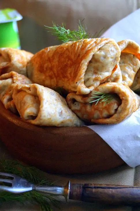 Закусочные блинчики с грибами, яйцом и сыром.: шаг 8