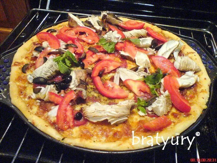 Pizza tre formaggi e due pancetta (пицца с тремя сырами и двумя беконами): шаг 6