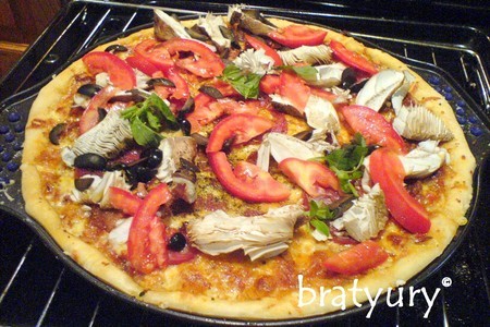 Pizza tre formaggi e due pancetta (пицца с тремя сырами и двумя беконами): шаг 6