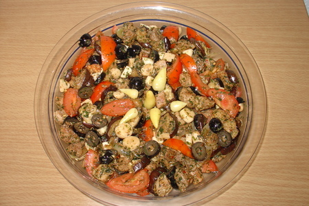 Салат с мясом и печёнными баклажанами.: шаг 2