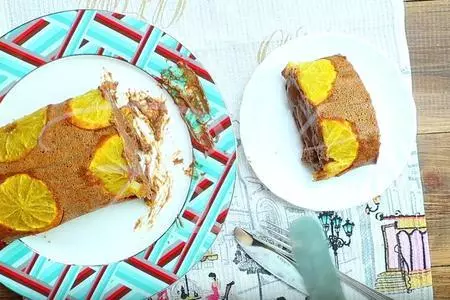 Апельсиновый рулет + шоколадная паста - вкус нового года): шаг 8