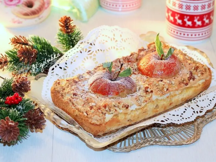Двухслойный яблочный пирог с орешками: шаг 17