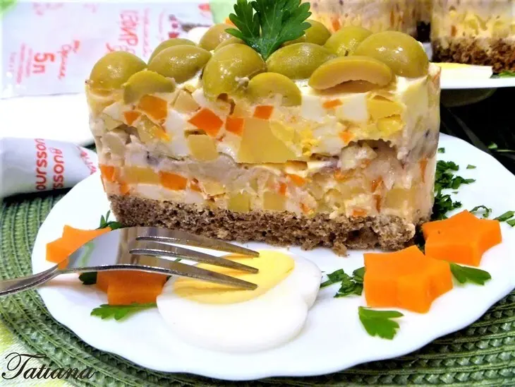 Салат с сельдью в кефирном желе: шаг 8