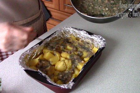 Фаршированные шампиньоны и картофель под соусом. постный ужин.: шаг 7