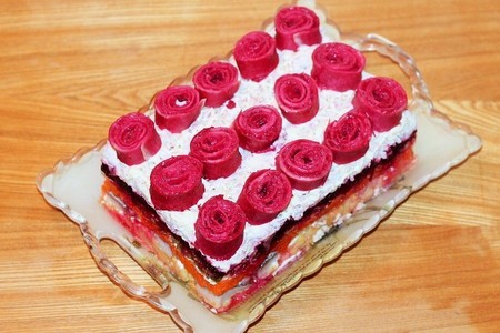 Закусочный торт "букет алых роз" : шаг 17