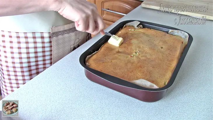 Заливной пирог с картофелем и мясом: шаг 10