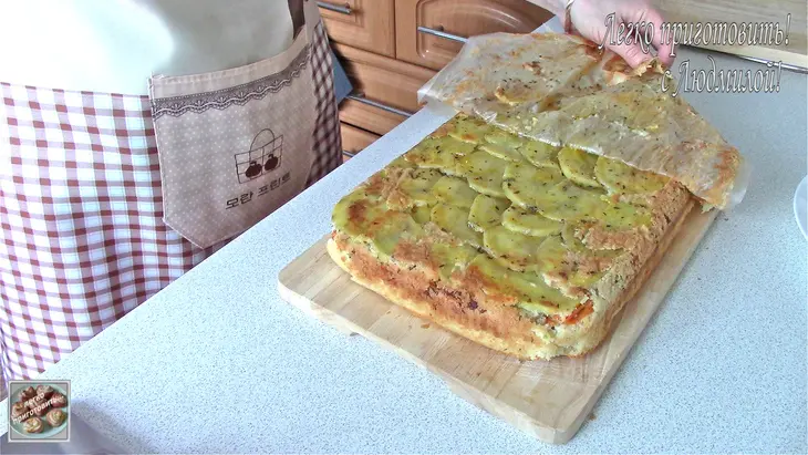 Заливной пирог с картофелем и мясом: шаг 11