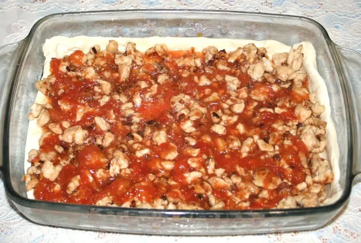 Лазанья из слоеного теста с курицей и грибами: шаг 5