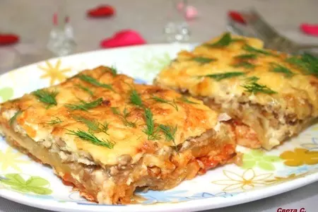 Лазанья из слоеного теста с курицей и грибами: шаг 14