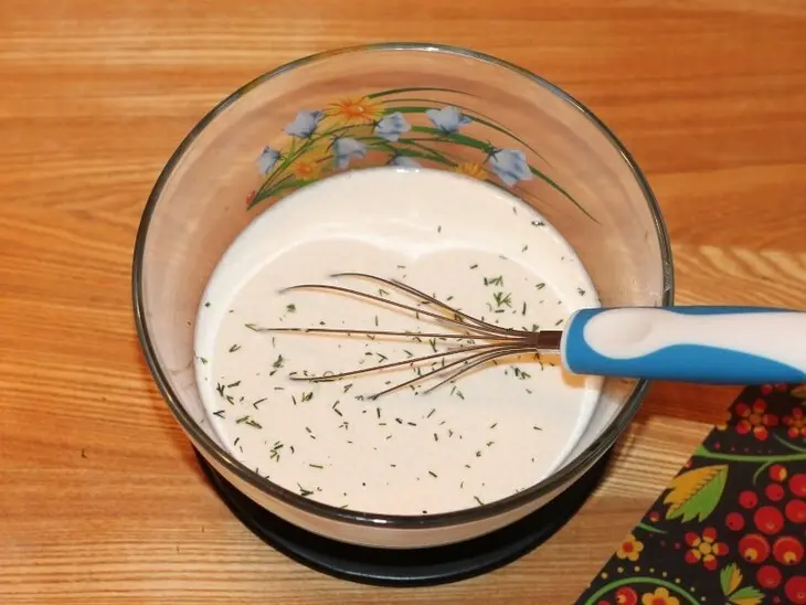 Блины с мясным припеком и икорным соусом #масленица: шаг 6