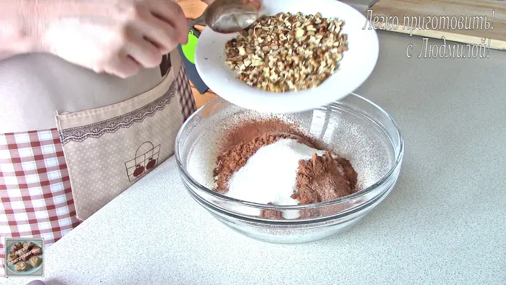 Постное (вегетарианское) шоколадное печенье с орехами: шаг 2