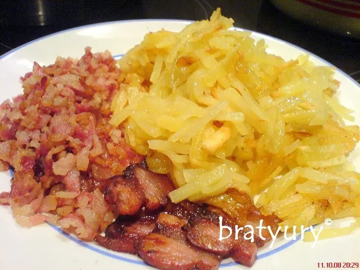 Картофель с беконом, жареный на трёх жирах: шаг 8