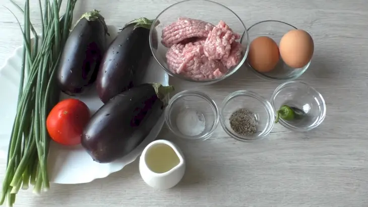 Закуска баклажаны с фаршем / eggplant with meat: шаг 1