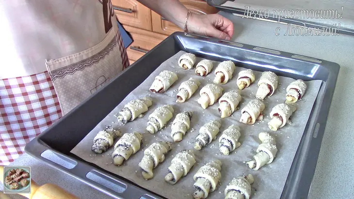 Постные (вегетарианские) рогалики с маком и яблоками: шаг 11