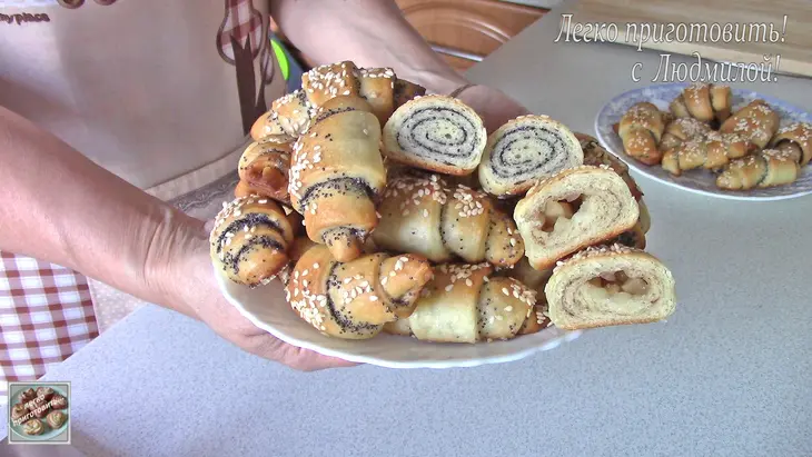 Постные (вегетарианские) рогалики с маком и яблоками: шаг 13