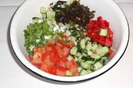 Салат с овощами и морским коктейлем #испания: фото шаг 6