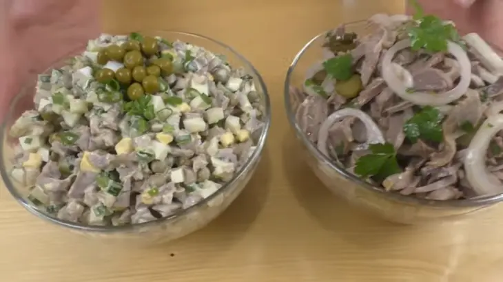 Два салата из куриных желудочков на новый год: шаг 6