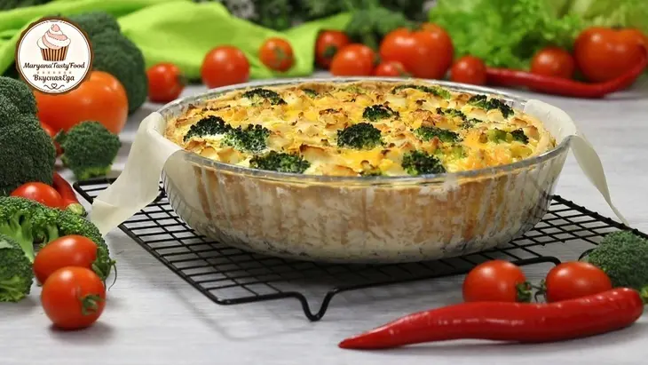 Пирог "киш лорен" с курицей, брокколи и сыром (французский открытый пирог!): шаг 4