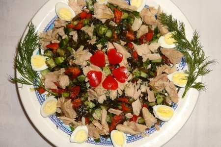 Салат с овощами, тунцом и морской капустой: шаг 11