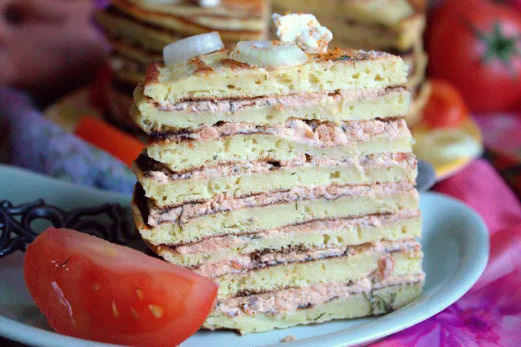 Блинный торт из картофеля с брынзой: шаг 9