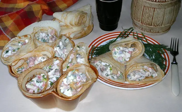 Рисовые блинчики с рыбным салатом: шаг 15